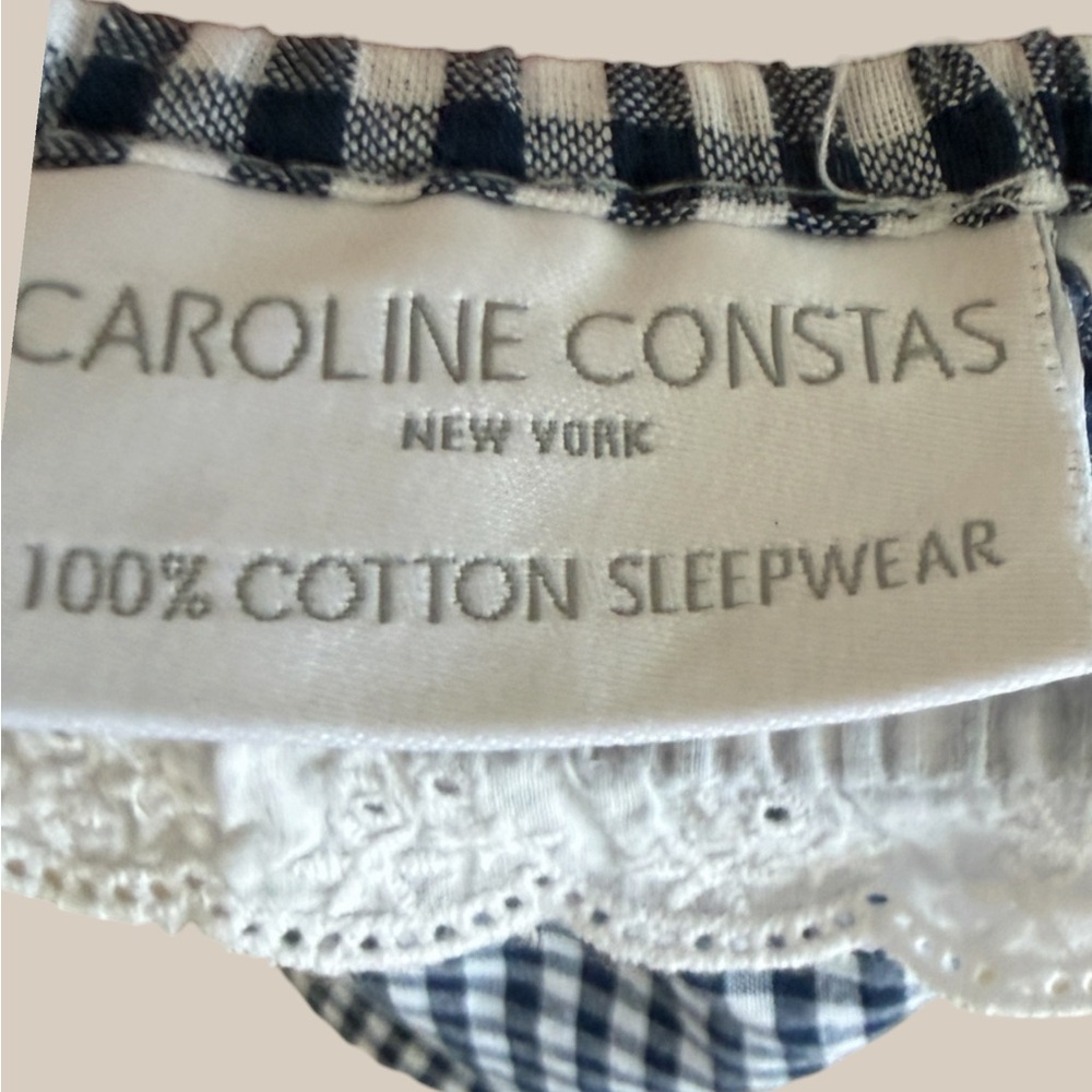 Caroline Constas Navy Gingham Ruffle-Trim Babydoll Top - Picture 4 of 4